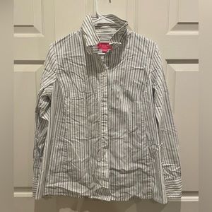womens button down striped shirt - L